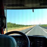 Truck driving with OBU device visible